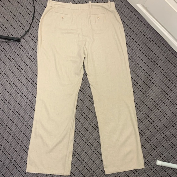 REITMANS Tan Coastal Pant Straight Wide Leg Linen Blend Minimalist Trousers 15 - Picture 4 of 11